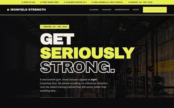 Ironfield Strength demo site