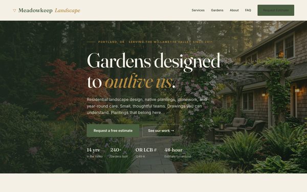Meadowkeep Landscape demo site